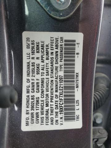 2020 HONDA CIVIC EXL - 19XFC1F7XLE211097