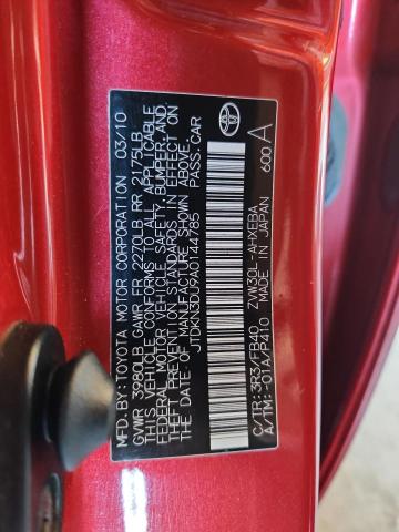 2010 TOYOTA PRIUS - JTDKN3DU9A0144785