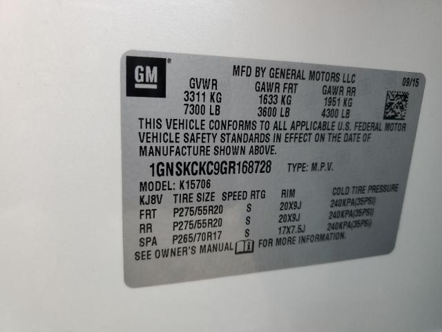 2016 CHEVROLET TAHOE K150 - 1GNSKCKC9GR168728