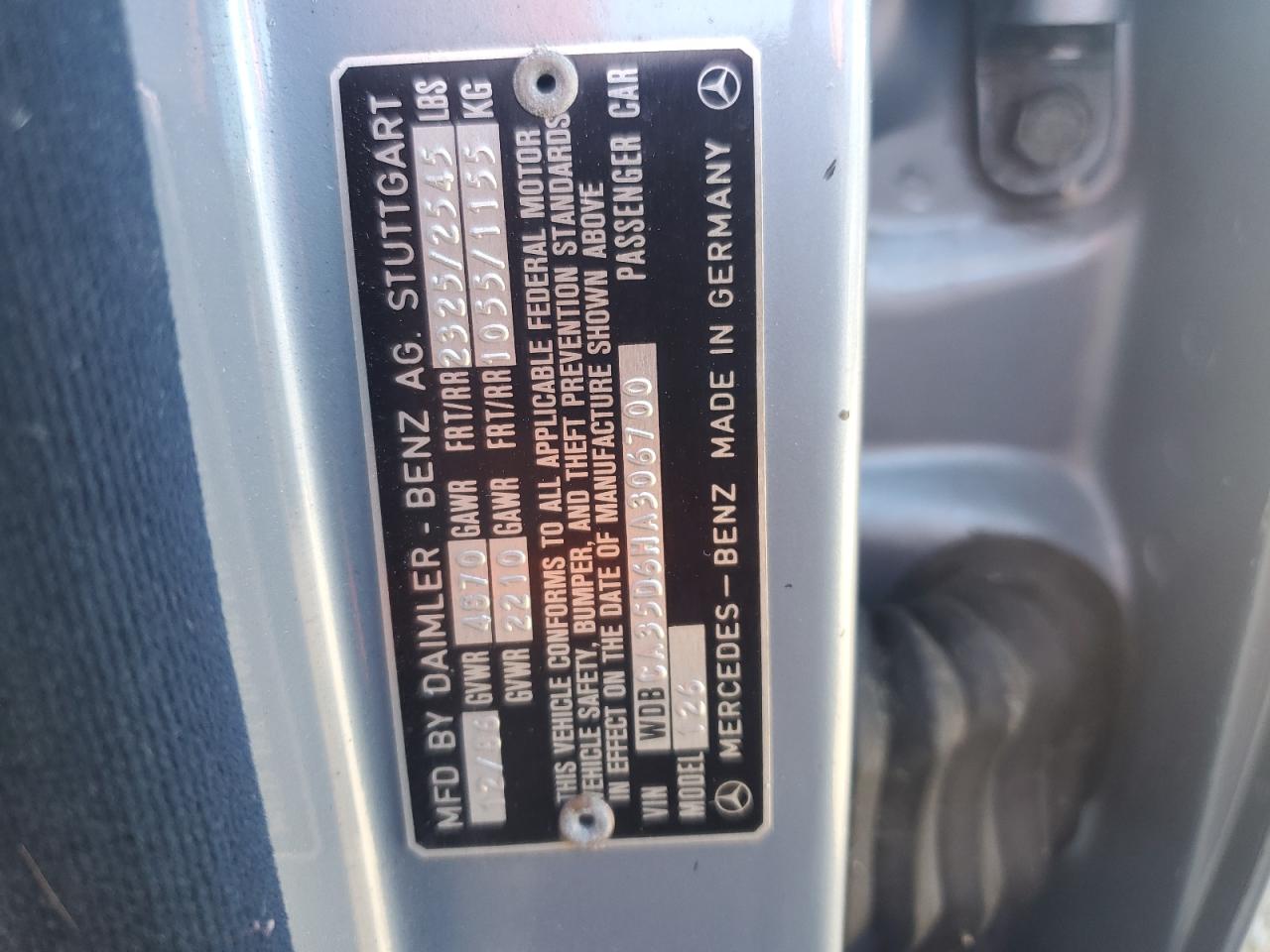 Lot #3269055045 1987 MERCEDES-BENZ 420-CLASS