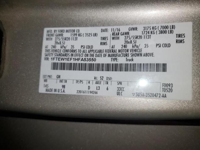 2017 FORD F150 SUPER - 1FTEW1EF1HFA53550