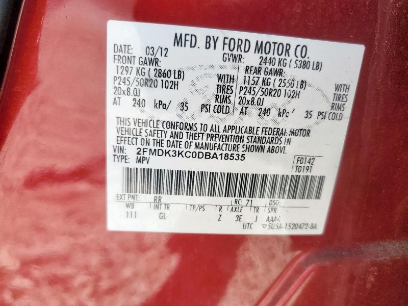 2013 FORD EDGE LIMIT - 2FMDK3KC0DBA18535