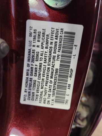 2012 HONDA CIVIC EXL - 19XFB2F99CE072669