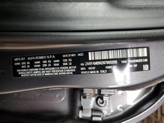 2022 ALFA ROMEO GIULIA SUP ZARFAMBN2N7665056