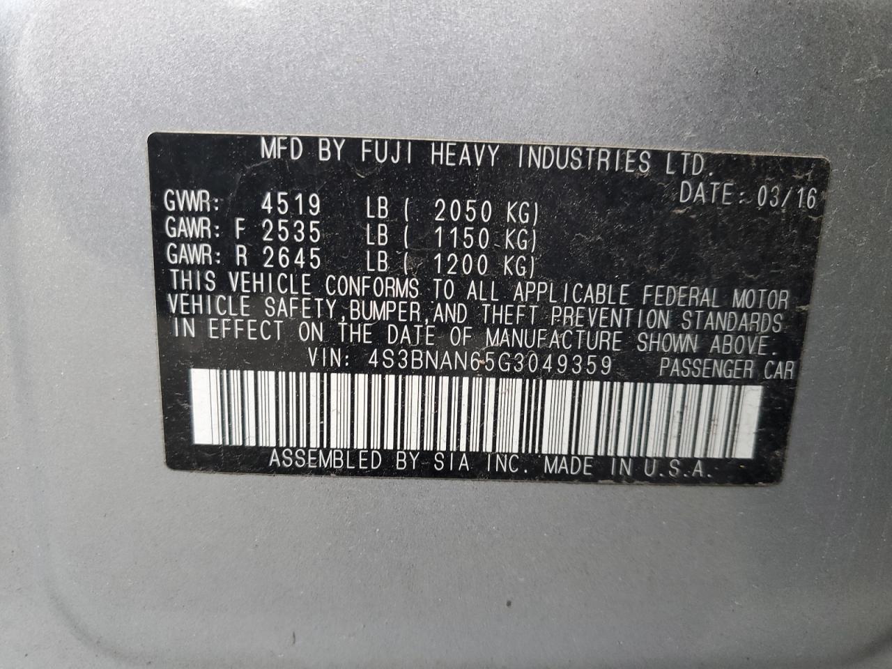 SUBARU LEGACY 2.5I LIMITED