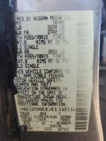 2003 NISSAN FRONTIER CREW CAB XE #3277010187