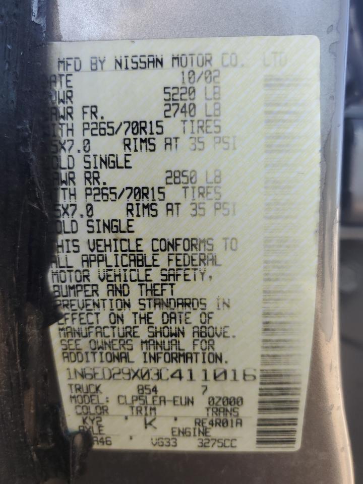 Lot #3277010187 2003 NISSAN FRONTIER CREW CAB XE