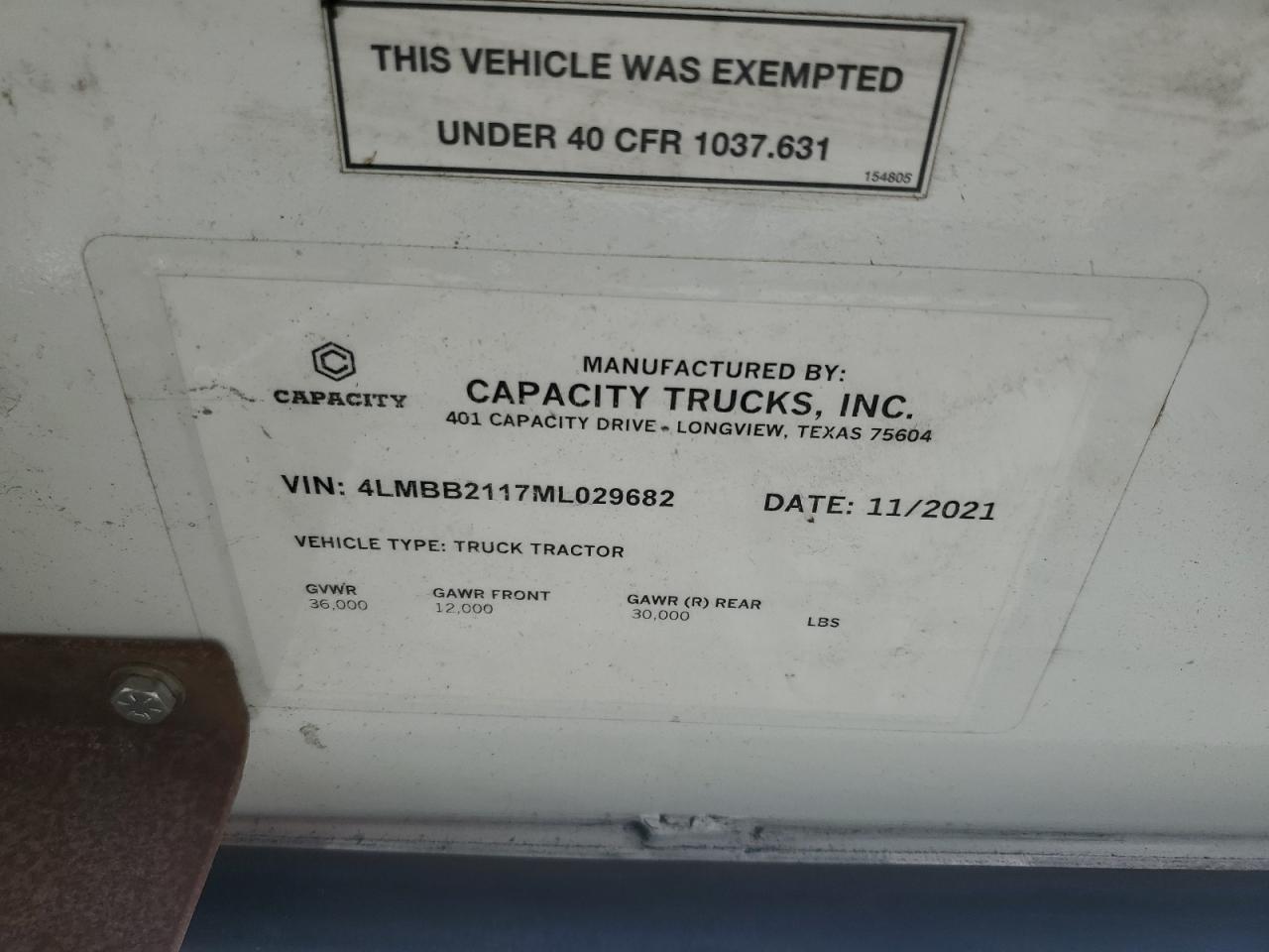 Lot #3263922116 2021 CAPT TJ5000