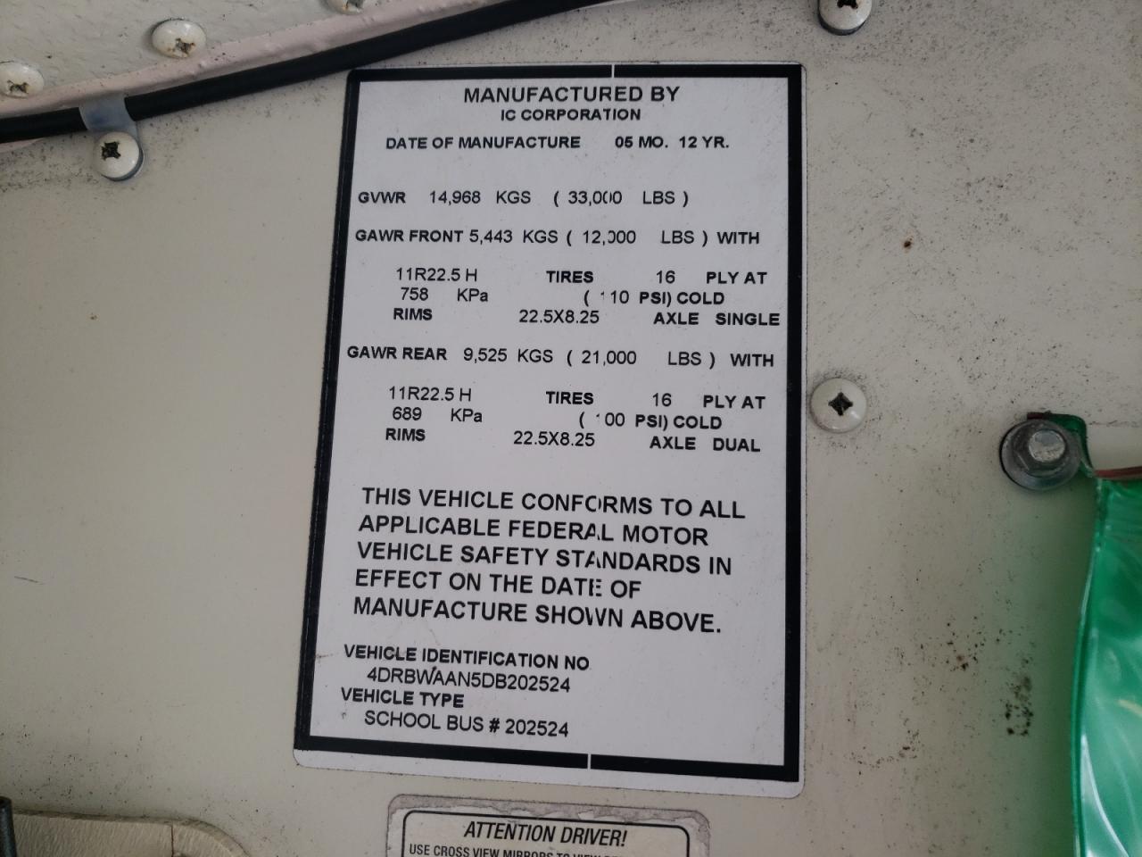 Lot #3268323053 2013 IC CORPORATION RE SERIES SCHOOL