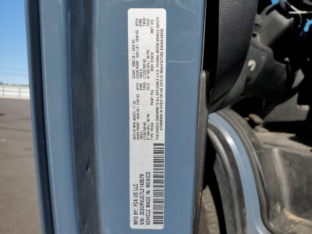 Lot #3317743090 2020 RAM PROMASTER