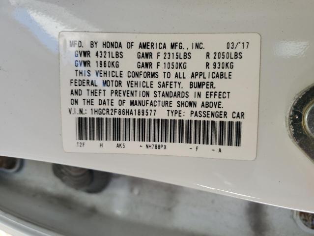 2017 HONDA ACCORD EXL #3287610016