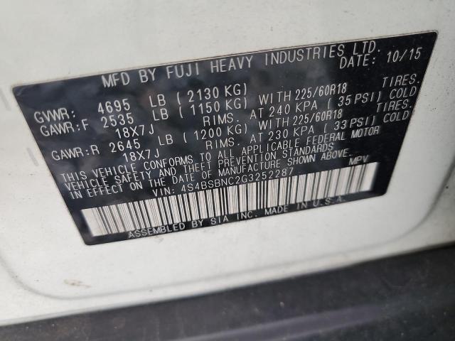 2016 SUBARU OUTBACK 2. 4S4BSBNC2G3252287