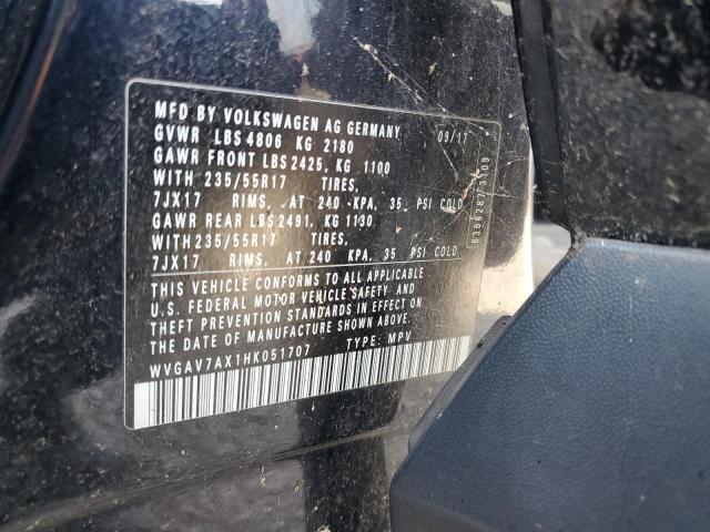 2017 VOLKSWAGEN TIGUAN S WVGAV7AX1HK051707