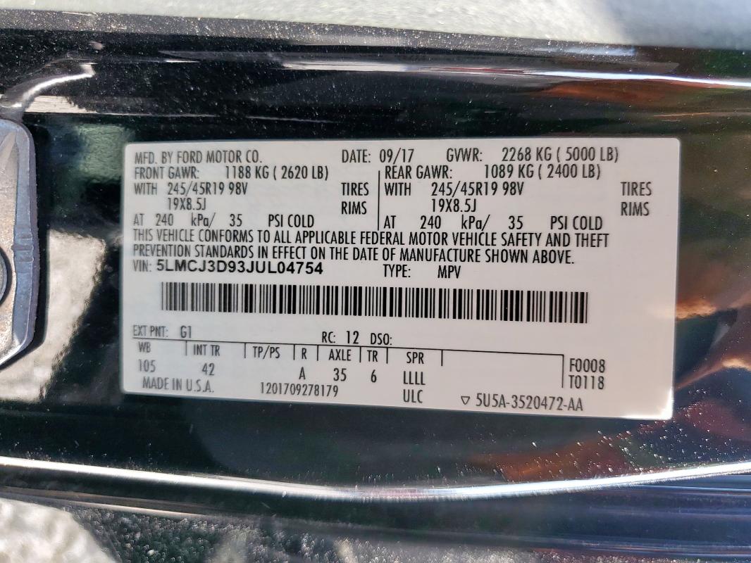 2018 LINCOLN MKC RESERV #3296541347