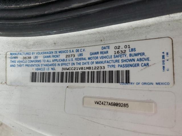 2001 VOLKSWAGEN CABRIO GLS #3308386312