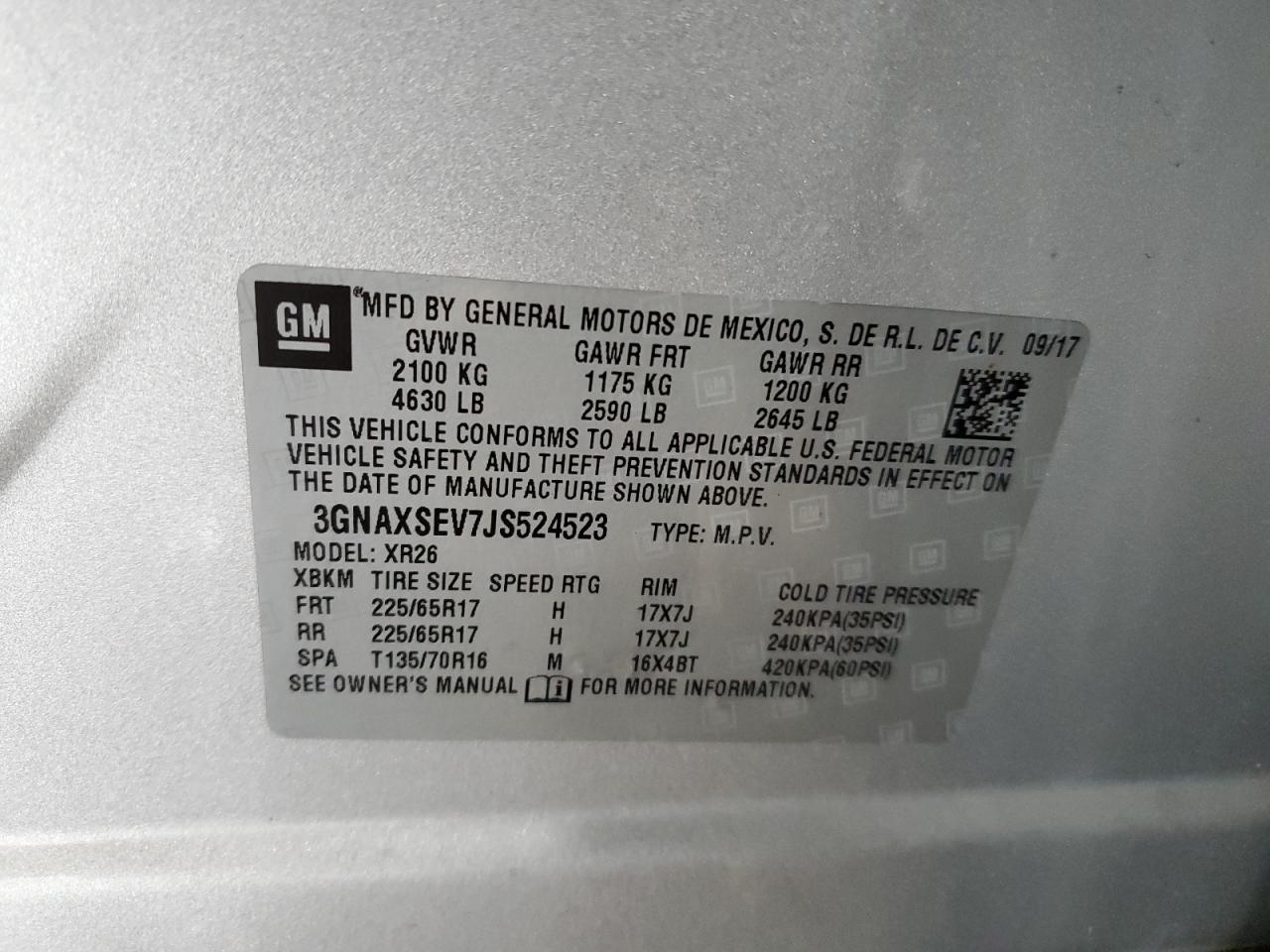 Lot #3311560238 2018 CHEVROLET EQUINOX LT