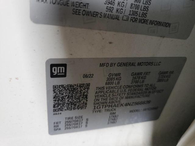 2022 GMC SIERRA C15 1GTPHAEK4NZ566639