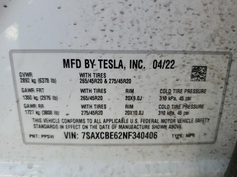 2022 TESLA MODEL X #3297251451