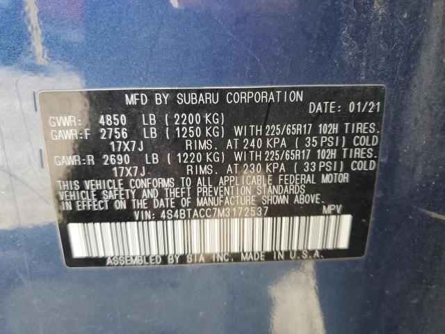 2021 SUBARU OUTBACK PREMIUM - 4S4BTACC7M3172537