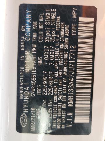 2018 HYUNDAI TUCSON SEL KM8J33A47JU717712