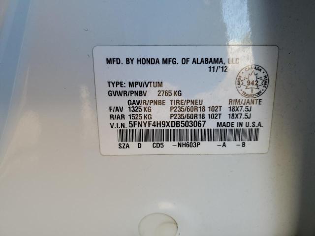 2013 HONDA PILOT TOUR - 5FNYF4H9XDB503067