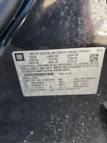 2017 CHEVROLET EQUINOX LT 2GNFLFEK5H6274948