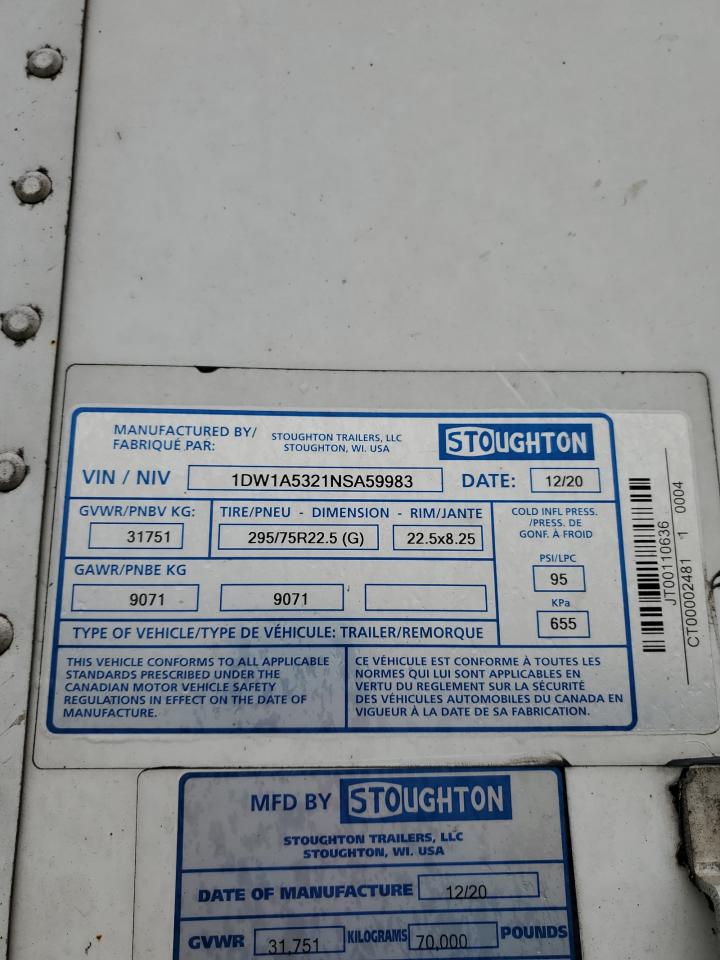 Lot #3315962087 2022 STOUGHTON TRAILER
