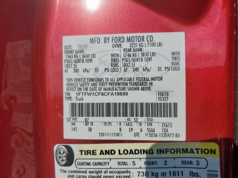 2012 FORD F-150 - 1FTFW1CF8CFA19699