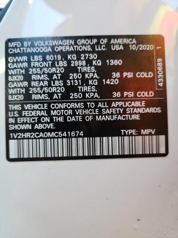 2021 VOLKSWAGEN ATLAS SE #3296272441