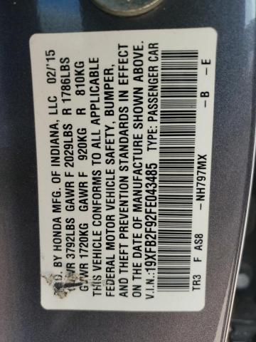 2015 HONDA CIVIC EXL - 19XFB2F92FE043485