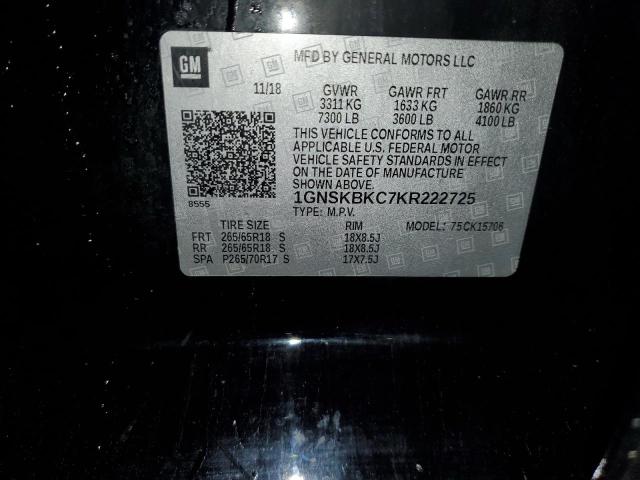 2019 CHEVROLET TAHOE K150 - 1GNSKBKC7KR222725