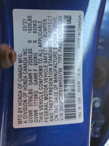 2021 HONDA CIVIC SPOR - 2HGFC2F81MH553768