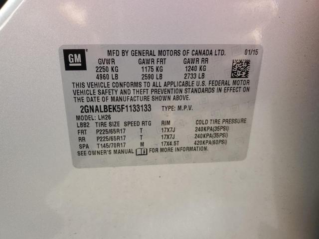 2015 CHEVROLET EQUINOX LT 2GNALBEK5F1133133