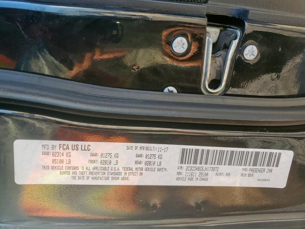 2018 DODGE CHARGER SX 2C3CDXBG5JH173972