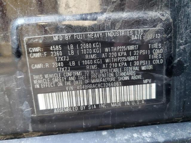 2012 SUBARU OUTBACK 2. - 4S4BRBAC8C3266061