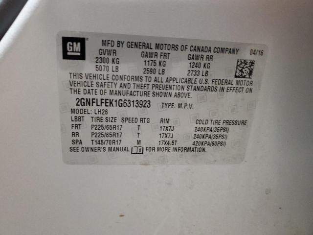 2016 CHEVROLET EQUINOX LT - 2GNFLFEK1G6313923