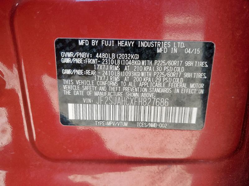 2015 SUBARU FORESTER 2 - JF2SJAHCXFH827686