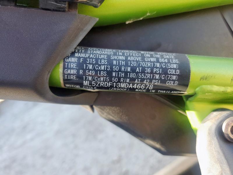 2021 KAWASAKI ZR900 F ML5ZRDF13MDA46678