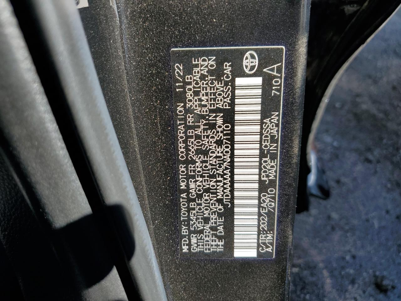 Lot #3262189589 2022 TOYOTA MIRAI LE