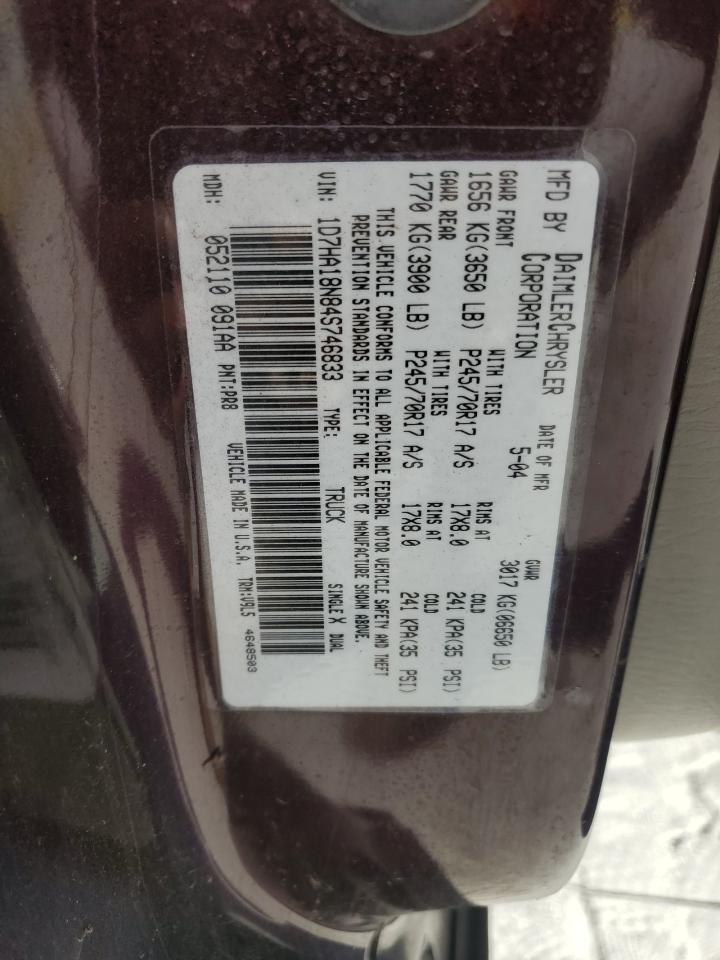 Lot #3304566488 2004 DODGE RAM 1500 S