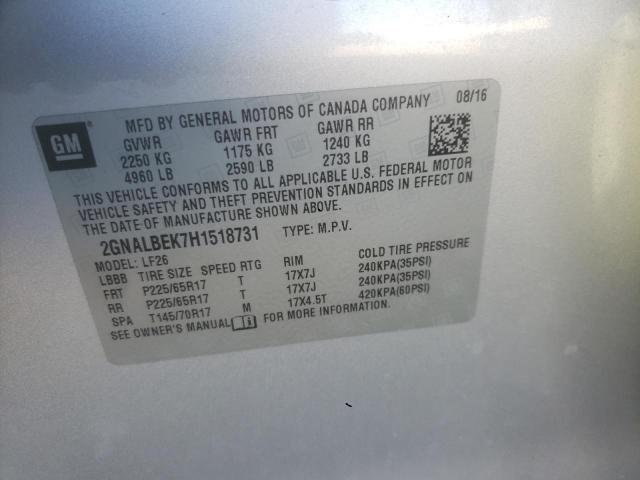 2017 CHEVROLET EQUINOX LS 2GNALBEK7H1518731