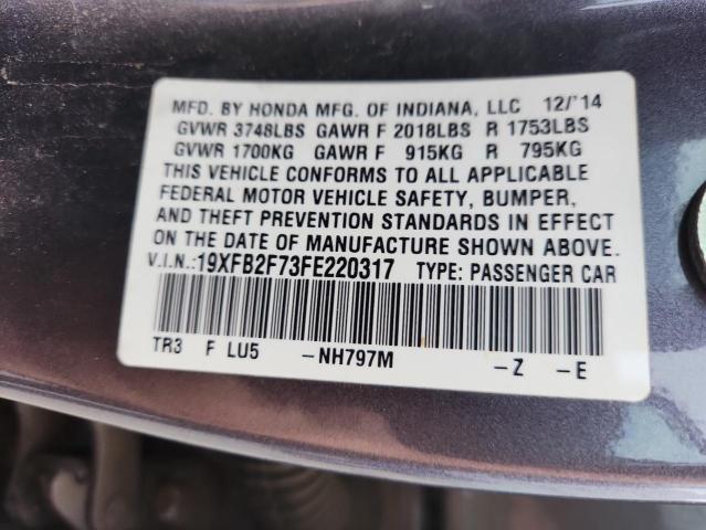 2015 HONDA CIVIC SE - 19XFB2F73FE220317