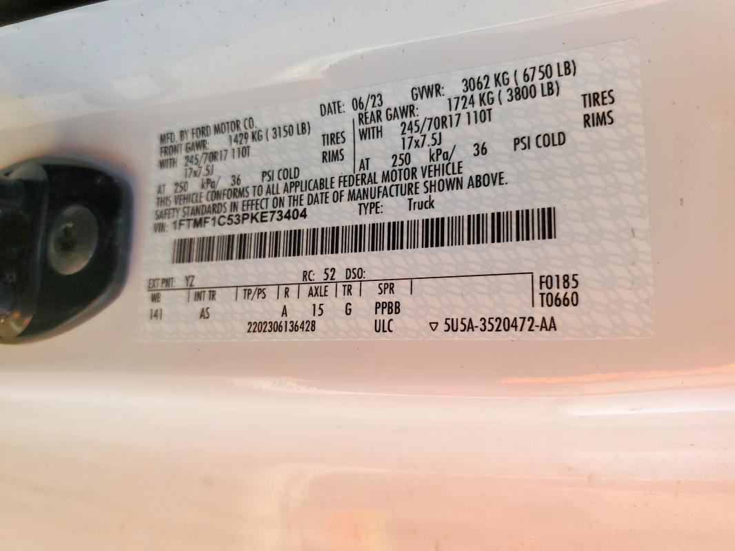 2023 FORD F150 - 1FTMF1C53PKE73404