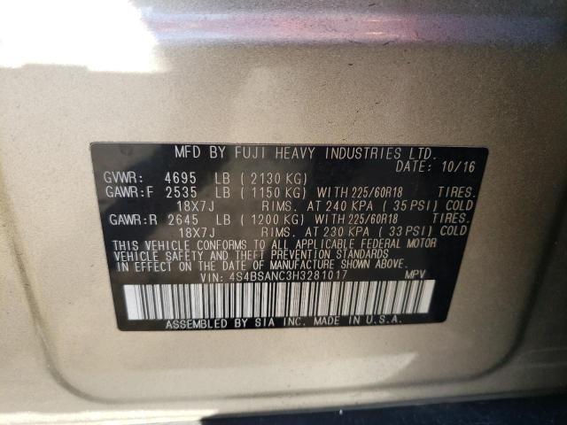 2017 SUBARU OUTBACK 2. - 4S4BSANC3H3281017