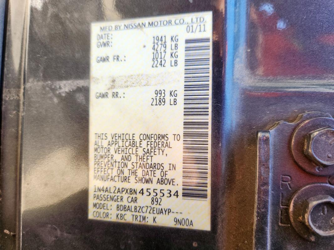 2011 NISSAN ALTIMA - 1N4AL2APXBN455534