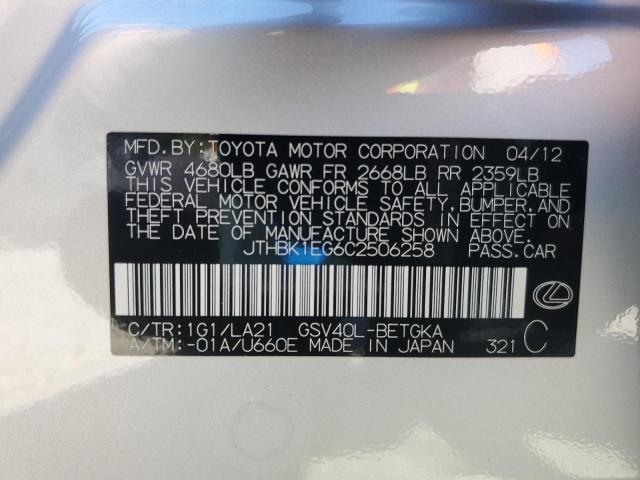 2012 LEXUS ES 350 - JTHBK1EG6C2506258