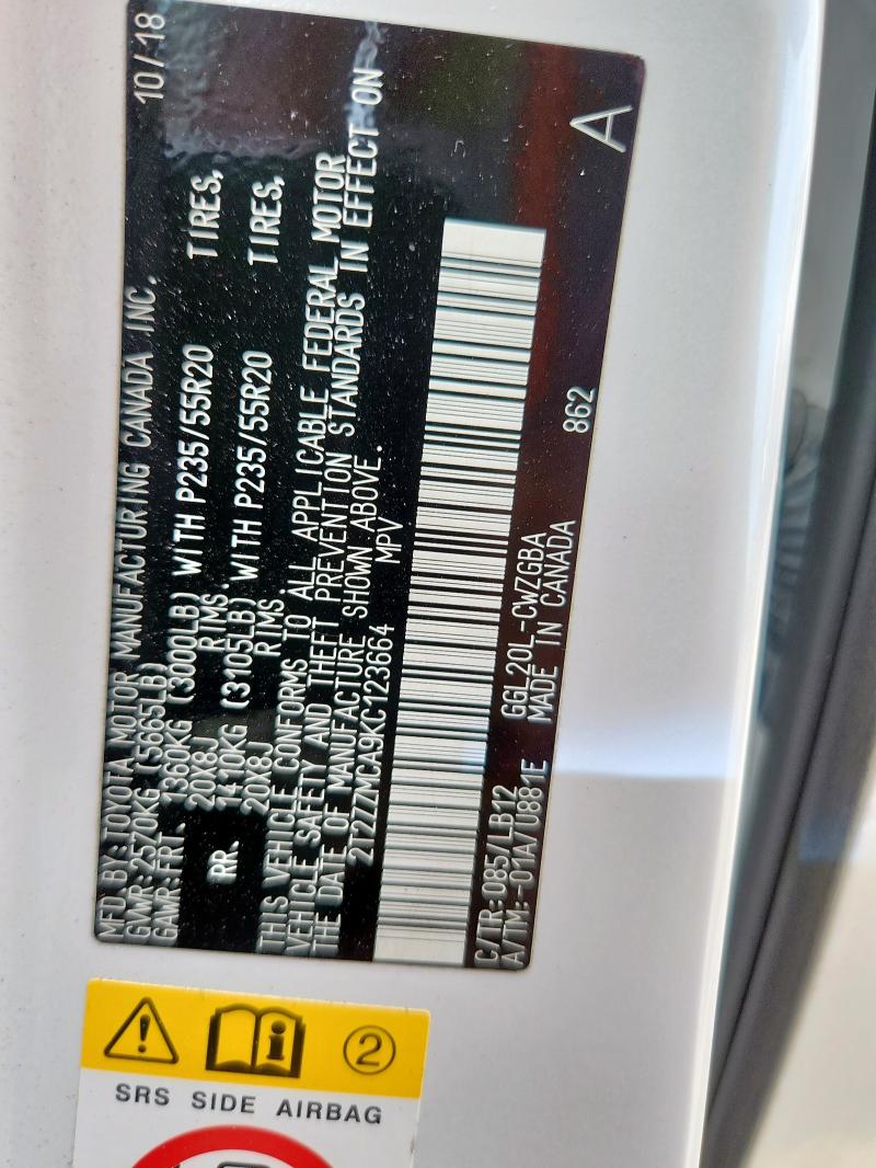 2019 LEXUS RX 350 2T2ZZMCA9KC123664