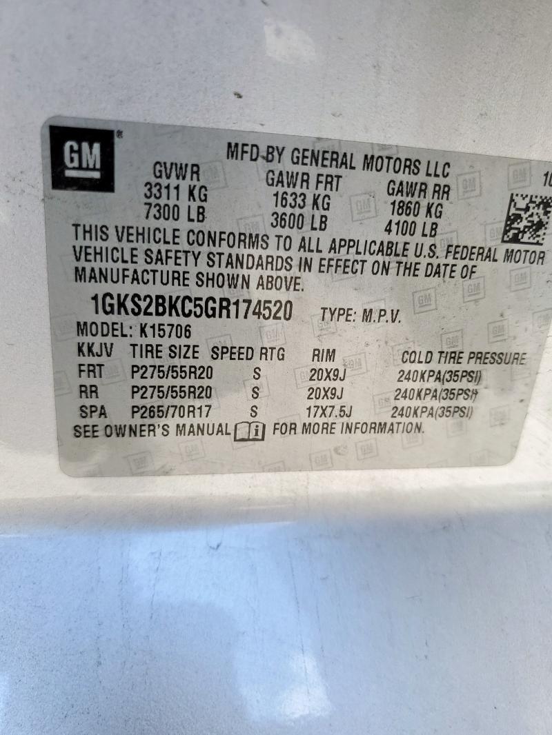 2016 GMC YUKON SLT 1GKS2BKC5GR174520