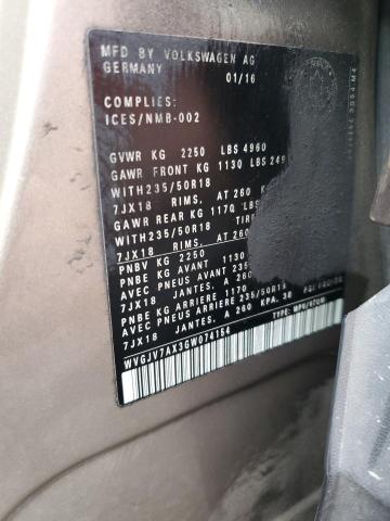 2016 VOLKSWAGEN TIGUAN COM WVGJV7AX3GW074154