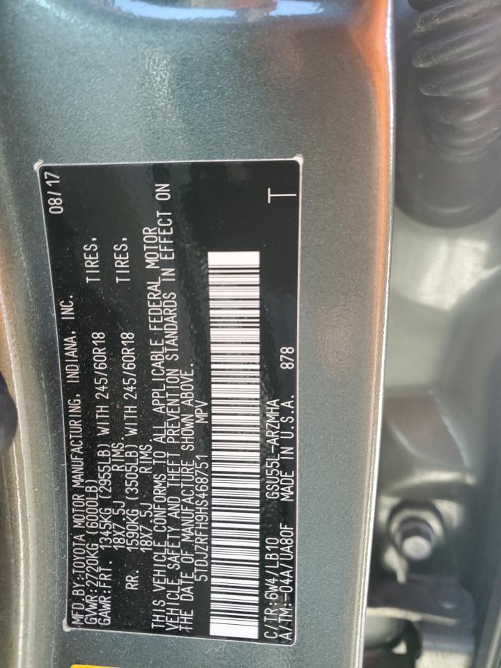 Lot #3269206086 2017 TOYOTA HIGHLANDER SE